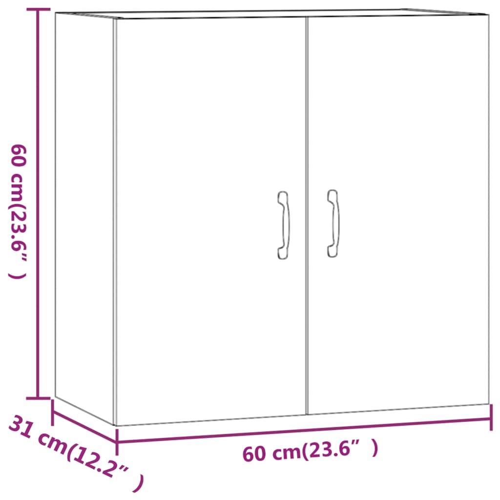 Wall Cabinet White 60x31x60 cm Wood Material