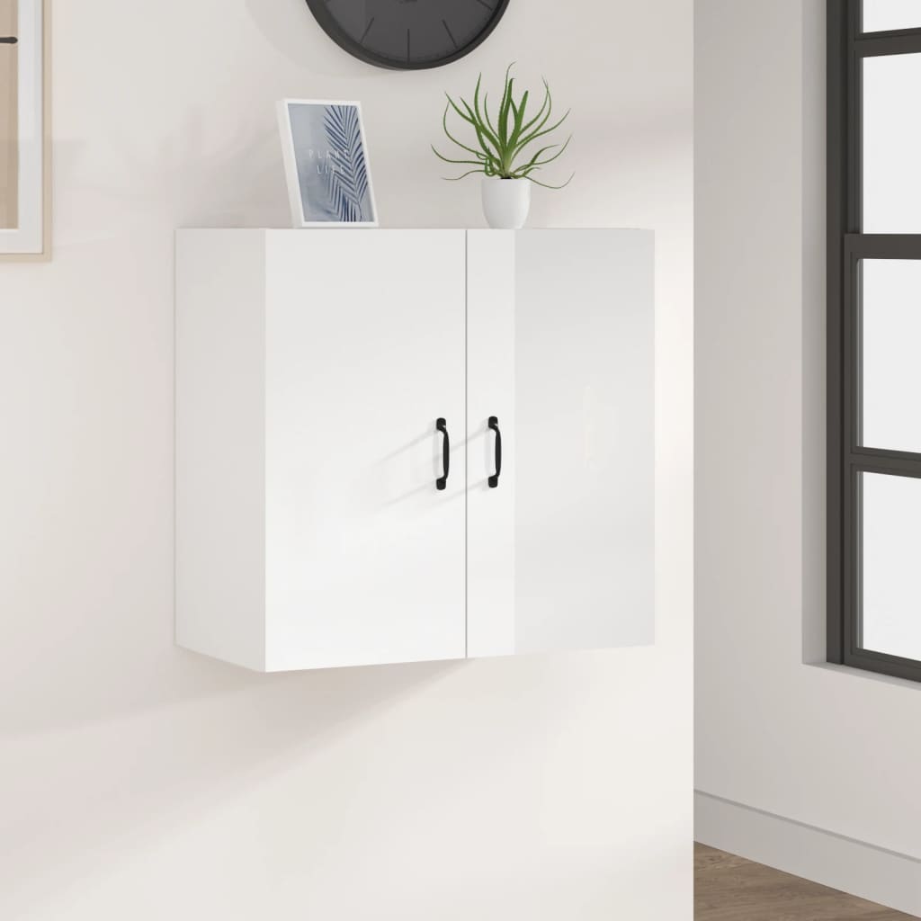 Wall Cabinet High Gloss White 60x31x60 cm Wood Material