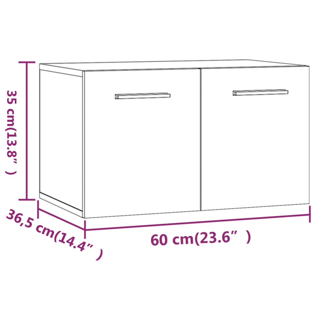 Wandschrank Hochglanz-Weiß 60x36,5x35 cm Holzwerkstoff