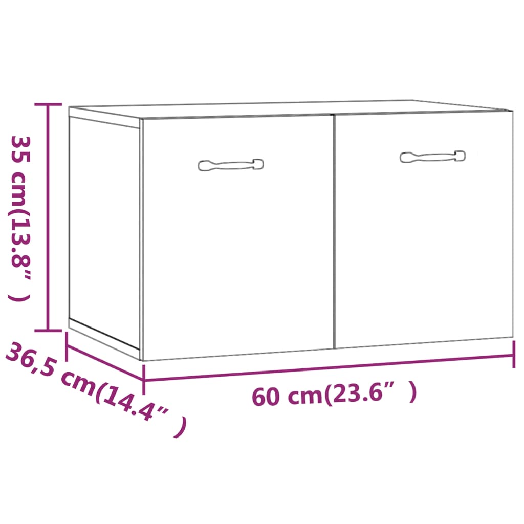 Wandschrank Schwarz 60x36,5x35 cm Holzwerkstoff