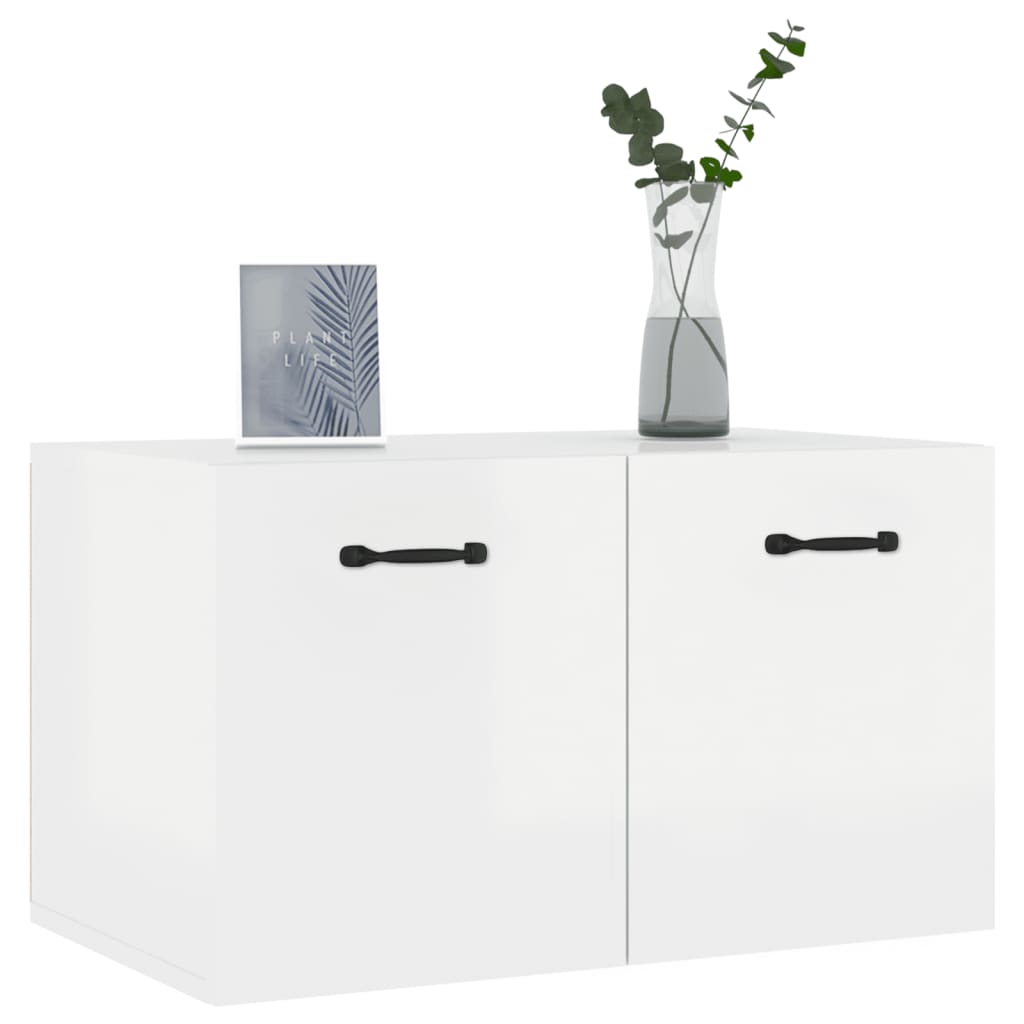 Wall Cabinet High Gloss White 60x36.5x35 cm Wood Material