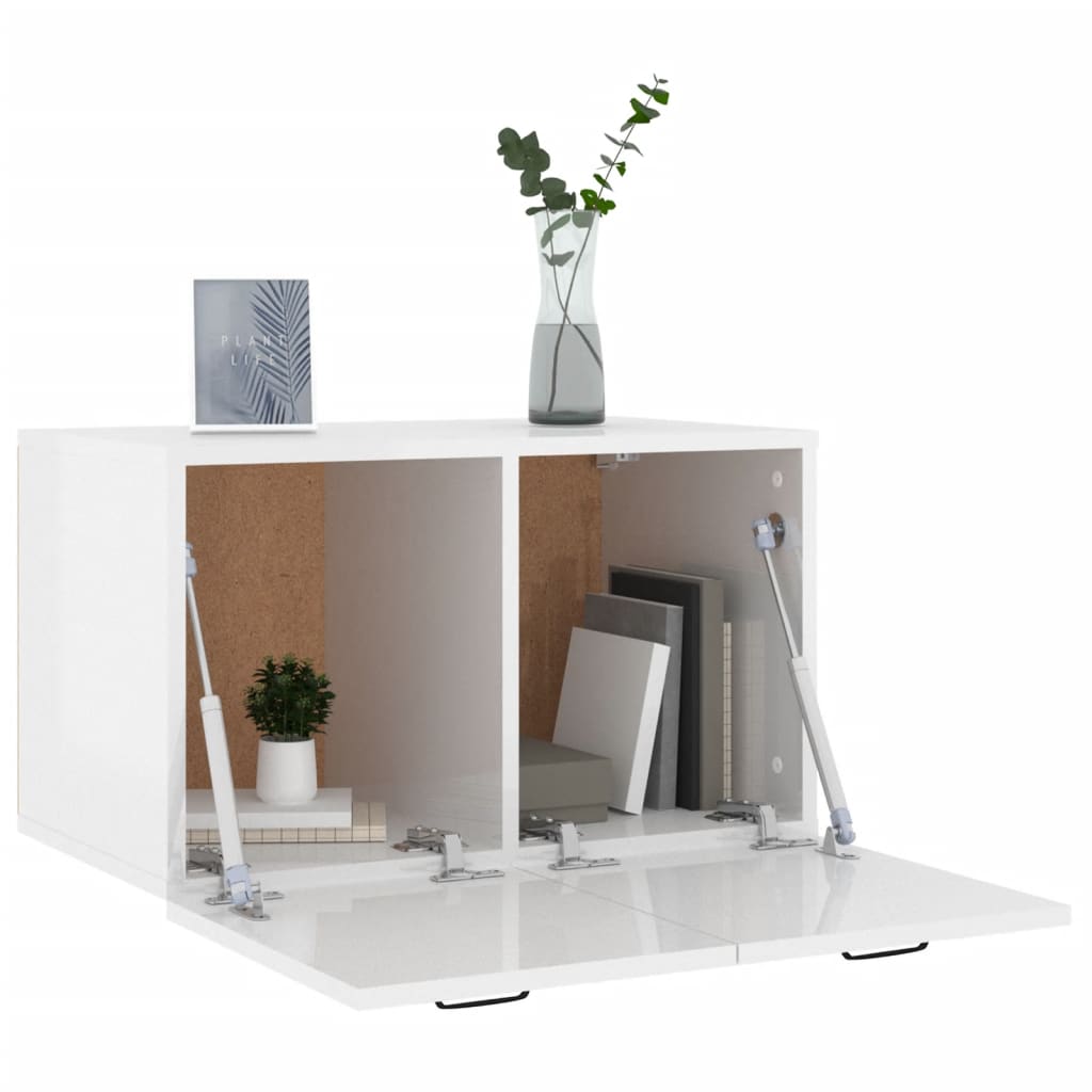 Wall Cabinet High Gloss White 60x36.5x35 cm Wood Material