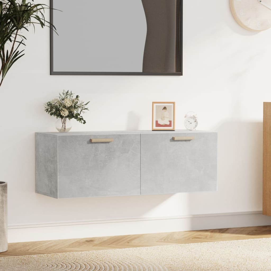 Wall Cabinet Concrete Grey 100x36.5x35 cm Wood Material