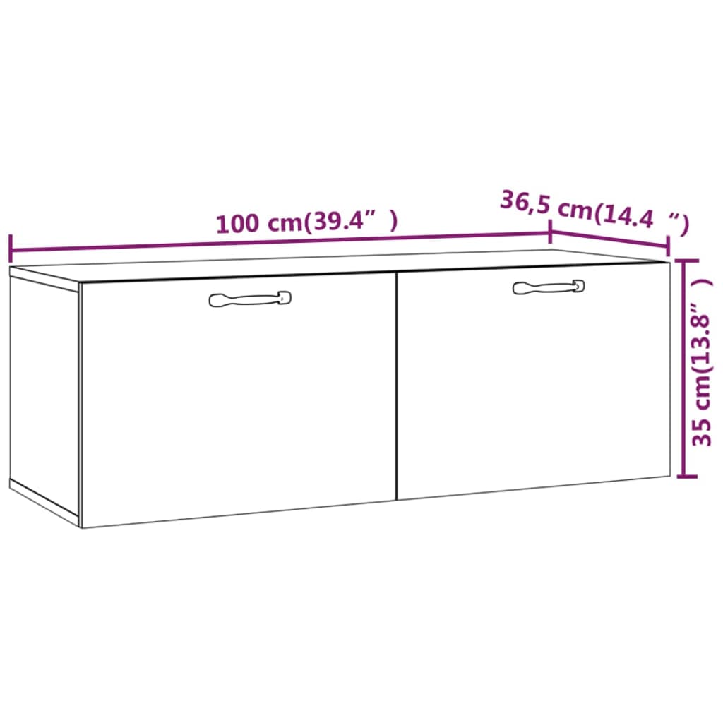 Wall Cabinet White 100x36.5x35 cm Wood Material