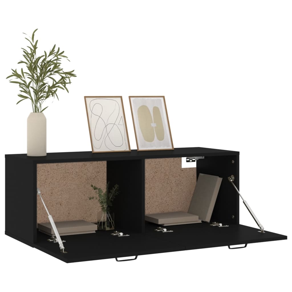 Wall Cabinet Black 100x36.5x35 cm Wood Material