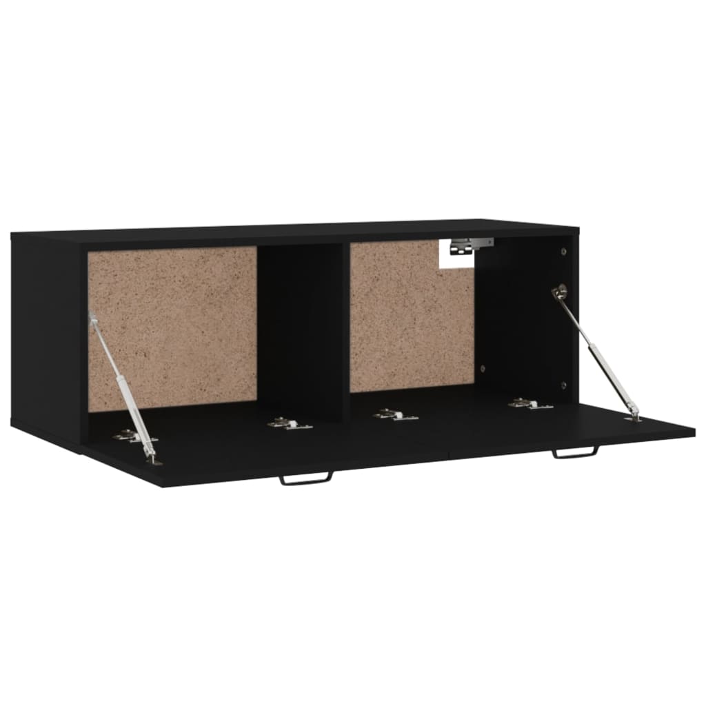 Wall Cabinet Black 100x36.5x35 cm Wood Material