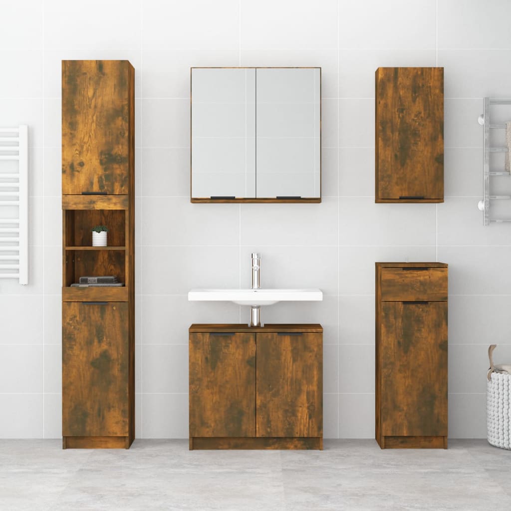 Bathroom Cabinet Smoked Oak 64.5x33.5x59 cm Wood Material