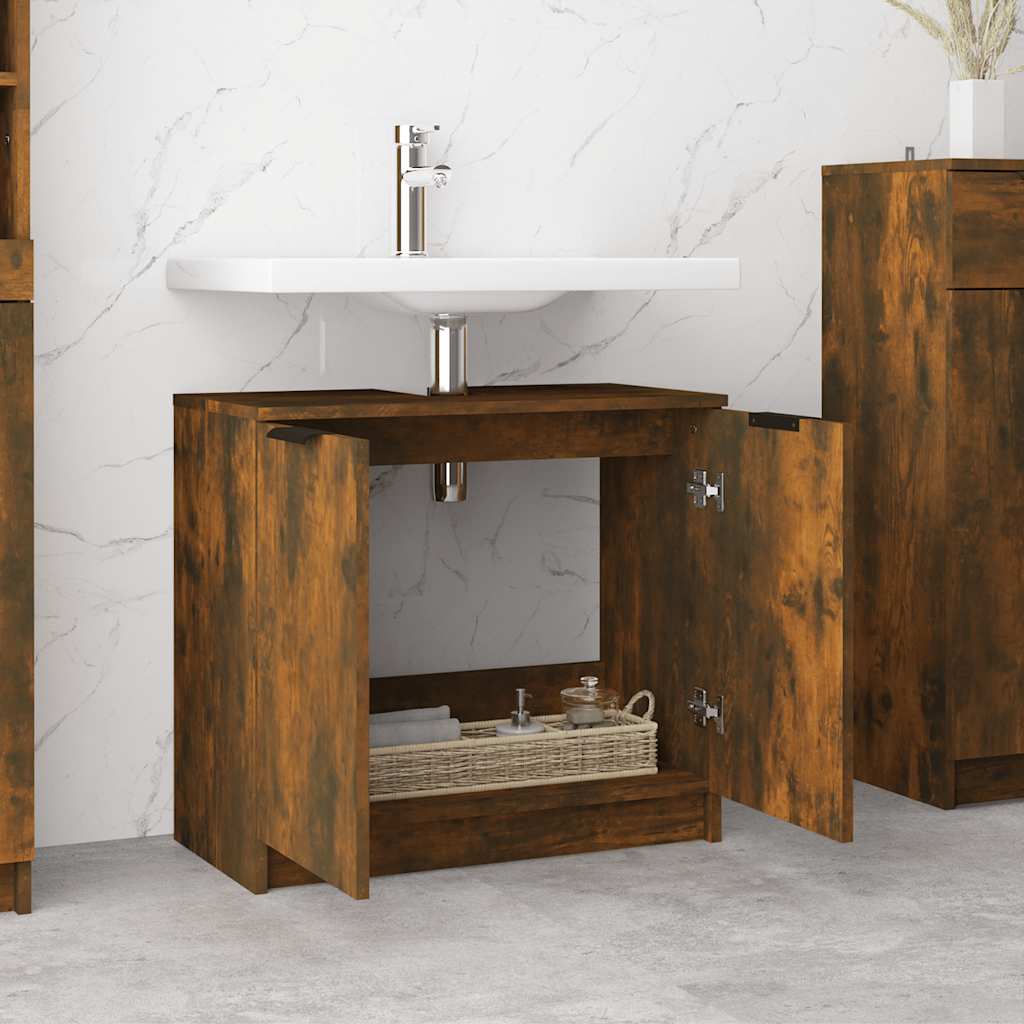 Bathroom Cabinet Smoked Oak 64.5x33.5x59 cm Wood Material