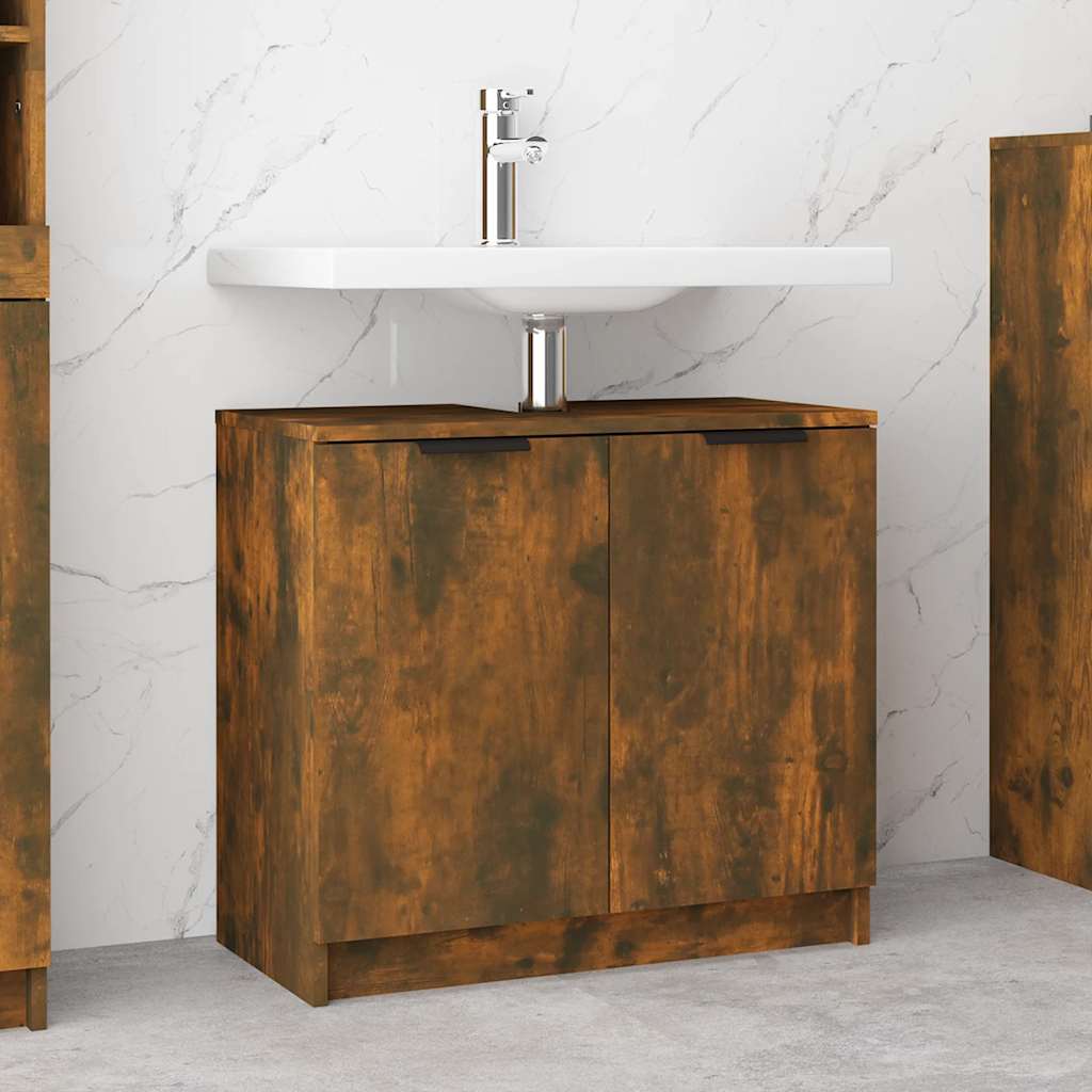 Bathroom Cabinet Smoked Oak 64.5x33.5x59 cm Wood Material