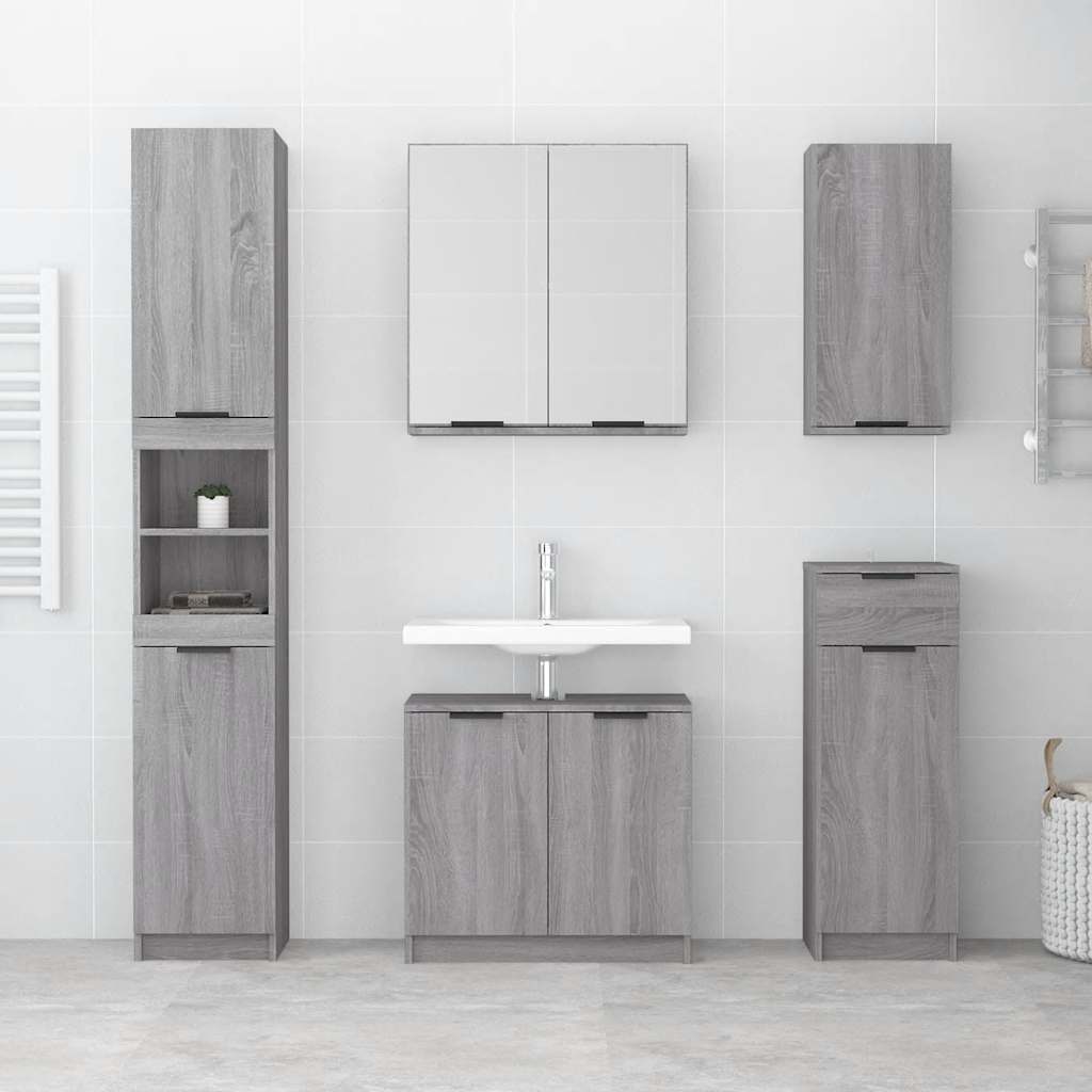 Bathroom Cabinet Gray Sonoma 64.5x33.5x59 cm Wood Material