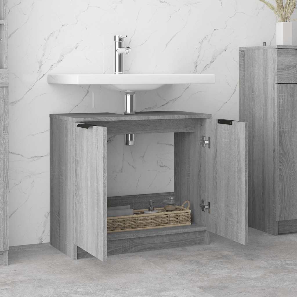 Bathroom Cabinet Gray Sonoma 64.5x33.5x59 cm Wood Material