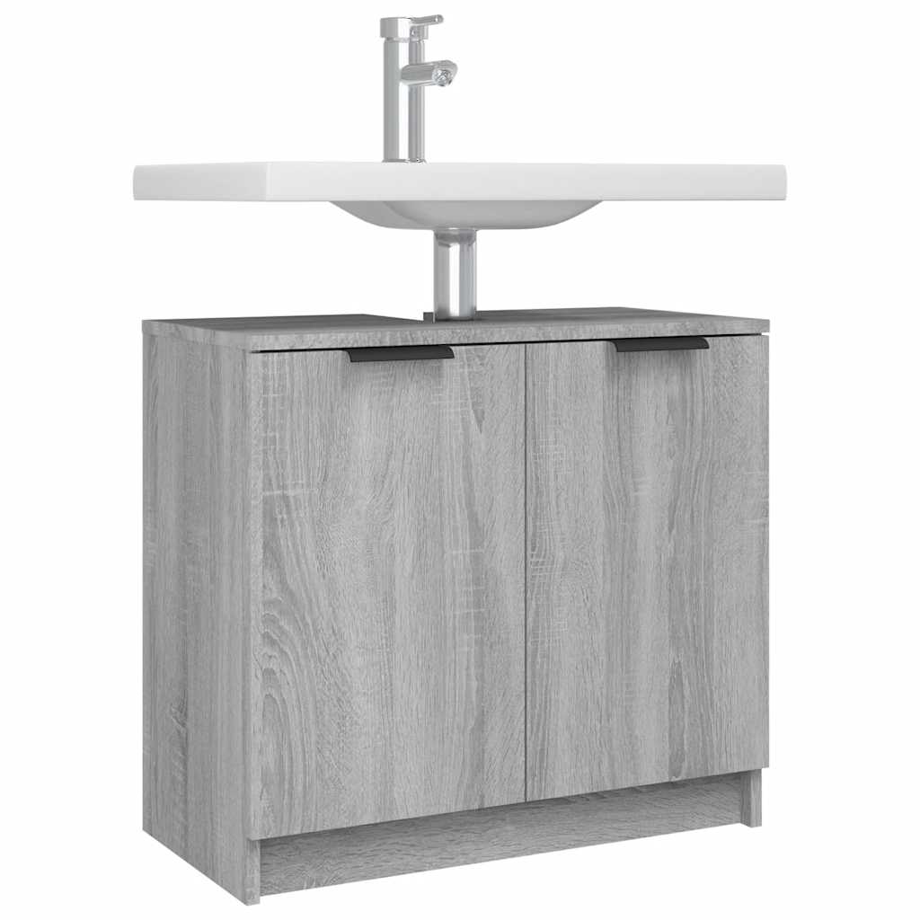 Bathroom Cabinet Gray Sonoma 64.5x33.5x59 cm Wood Material