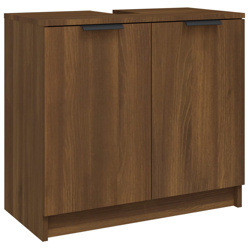 Bathroom Cabinet Brown Oak Look 64.5x33.5x59 cm Wood Material