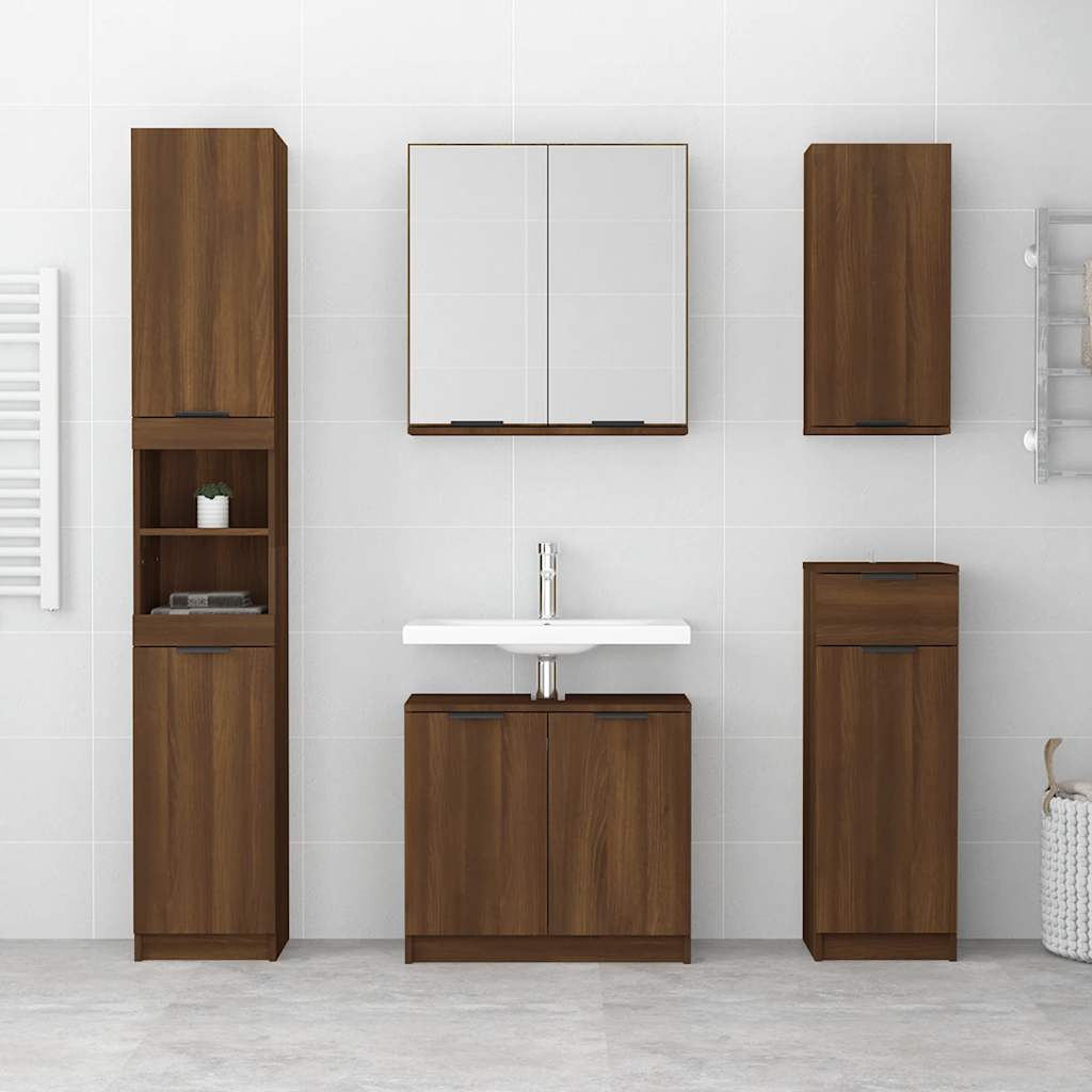 Bathroom Cabinet Brown Oak Look 64.5x33.5x59 cm Wood Material