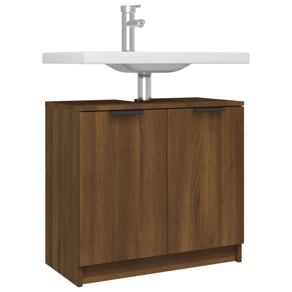 Bathroom Cabinet Brown Oak Look 64.5x33.5x59 cm Wood Material