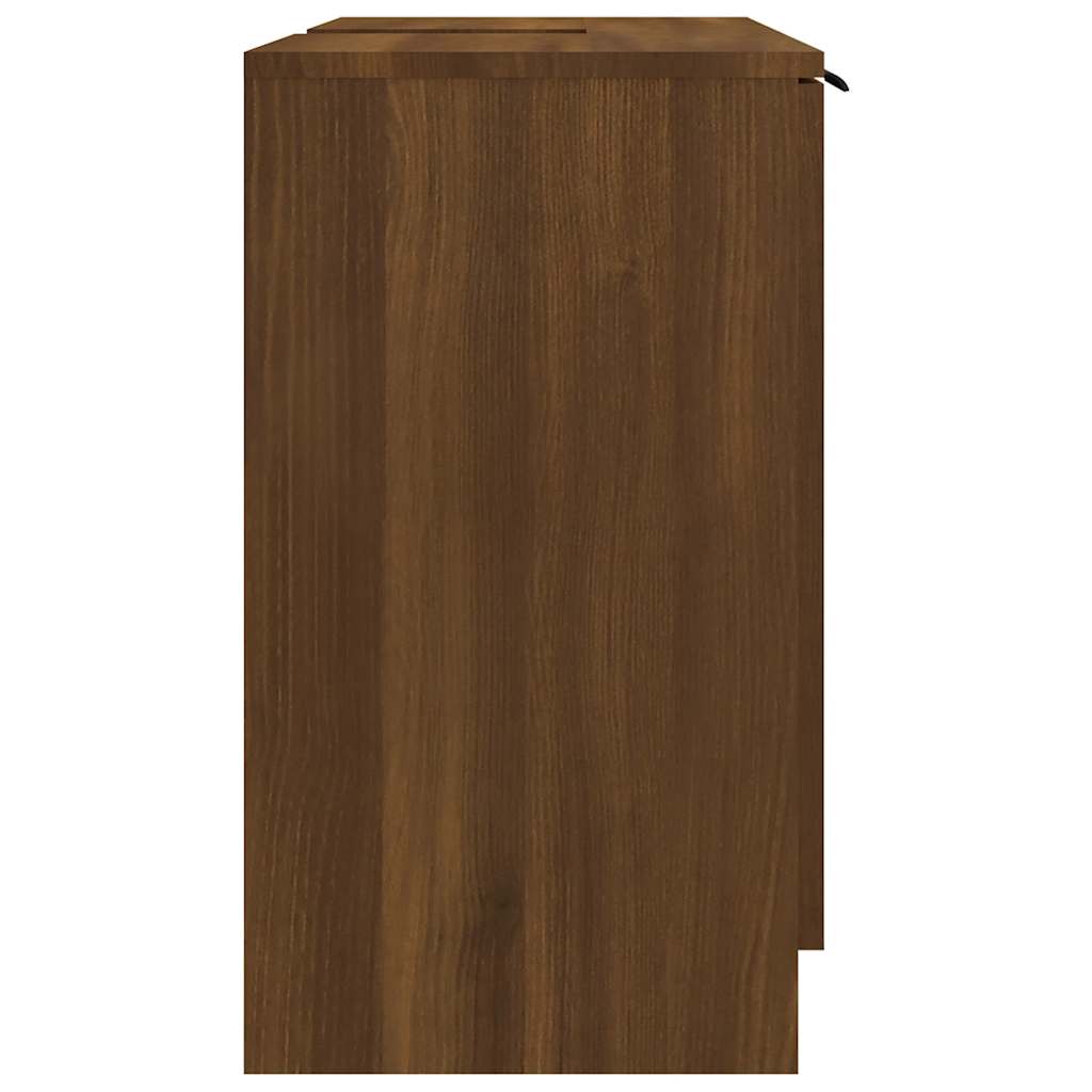 Bathroom Cabinet Brown Oak Look 64.5x33.5x59 cm Wood Material