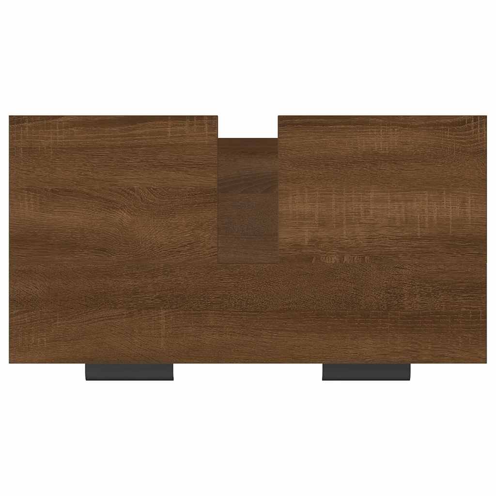 Bathroom Cabinet Brown Oak Look 64.5x33.5x59 cm Wood Material