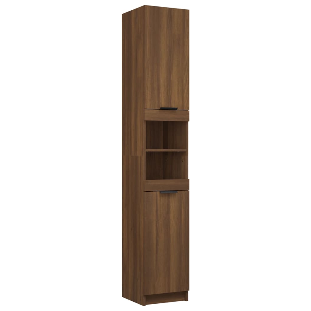 Bathroom Cabinet Brown Oak Look 32x34x188.5 cm Wood Material