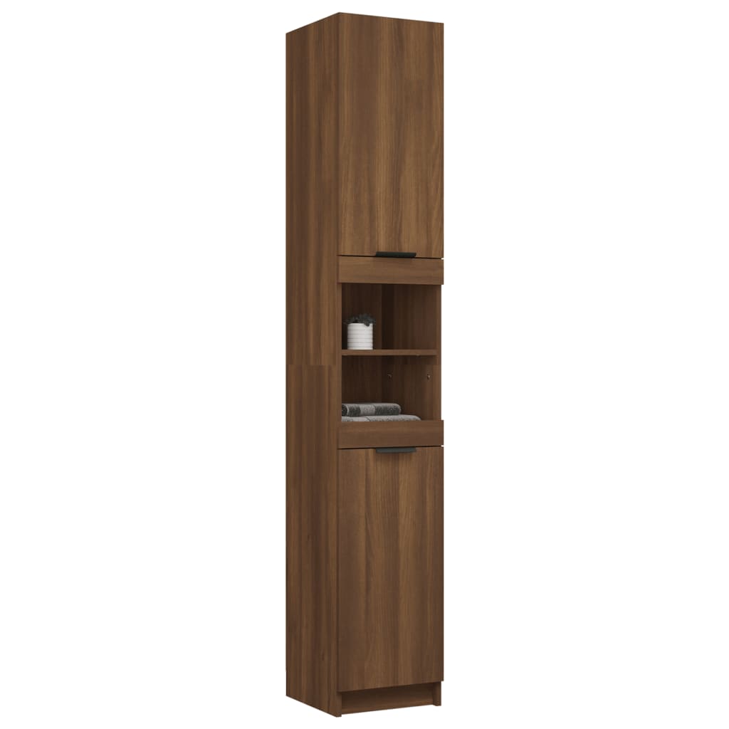 Bathroom Cabinet Brown Oak Look 32x34x188.5 cm Wood Material