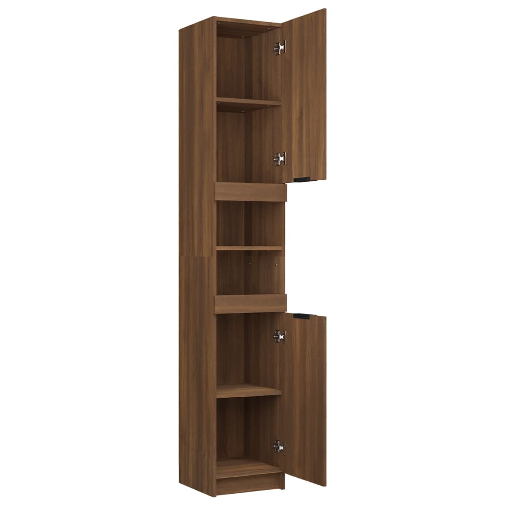 Bathroom Cabinet Brown Oak Look 32x34x188.5 cm Wood Material