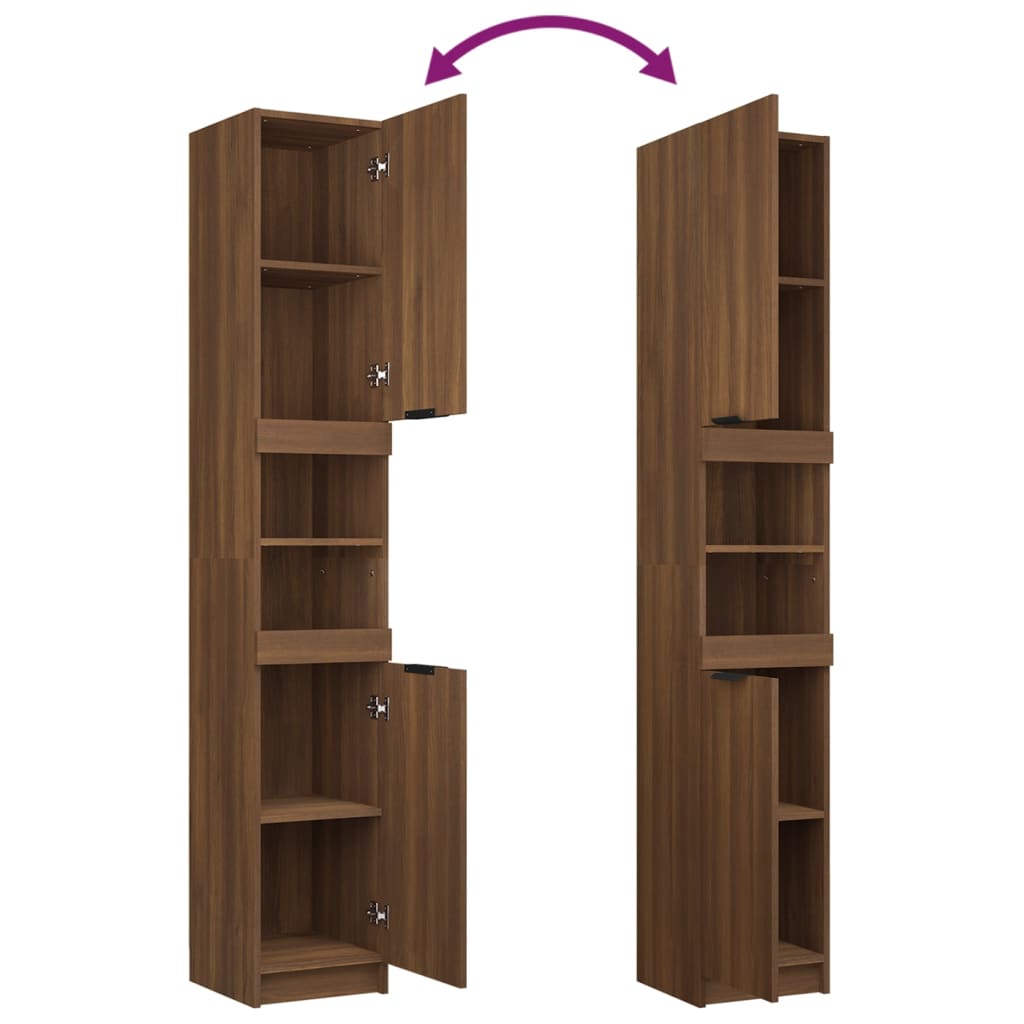 Bathroom Cabinet Brown Oak Look 32x34x188.5 cm Wood Material