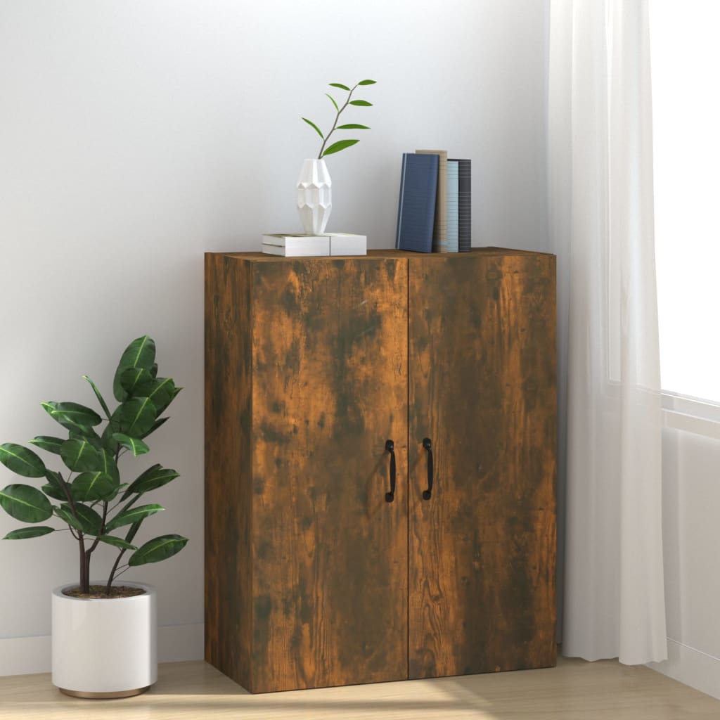 Wall Cabinet Smoked Oak 69.5x34x90 cm Wood Material