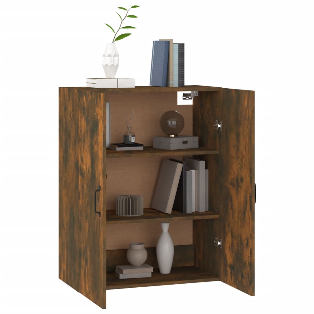 Wall Cabinet Smoked Oak 69.5x34x90 cm Wood Material