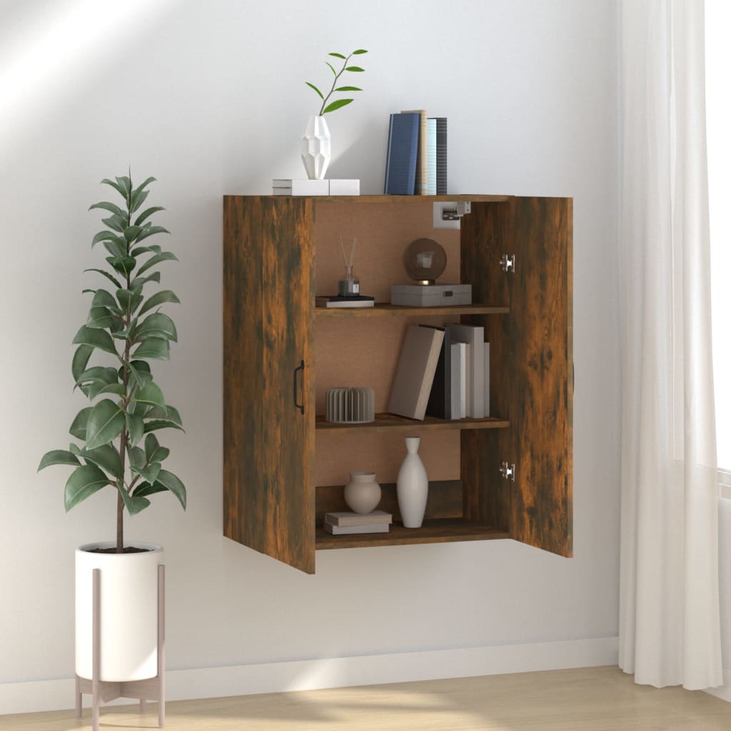 Wall Cabinet Smoked Oak 69.5x34x90 cm Wood Material