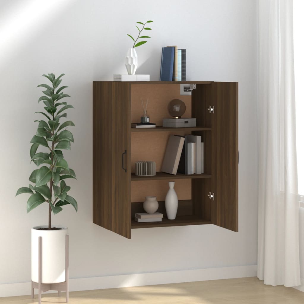 Wall Cabinet Brown Oak Look 69.5x34x90 cm Wood Material