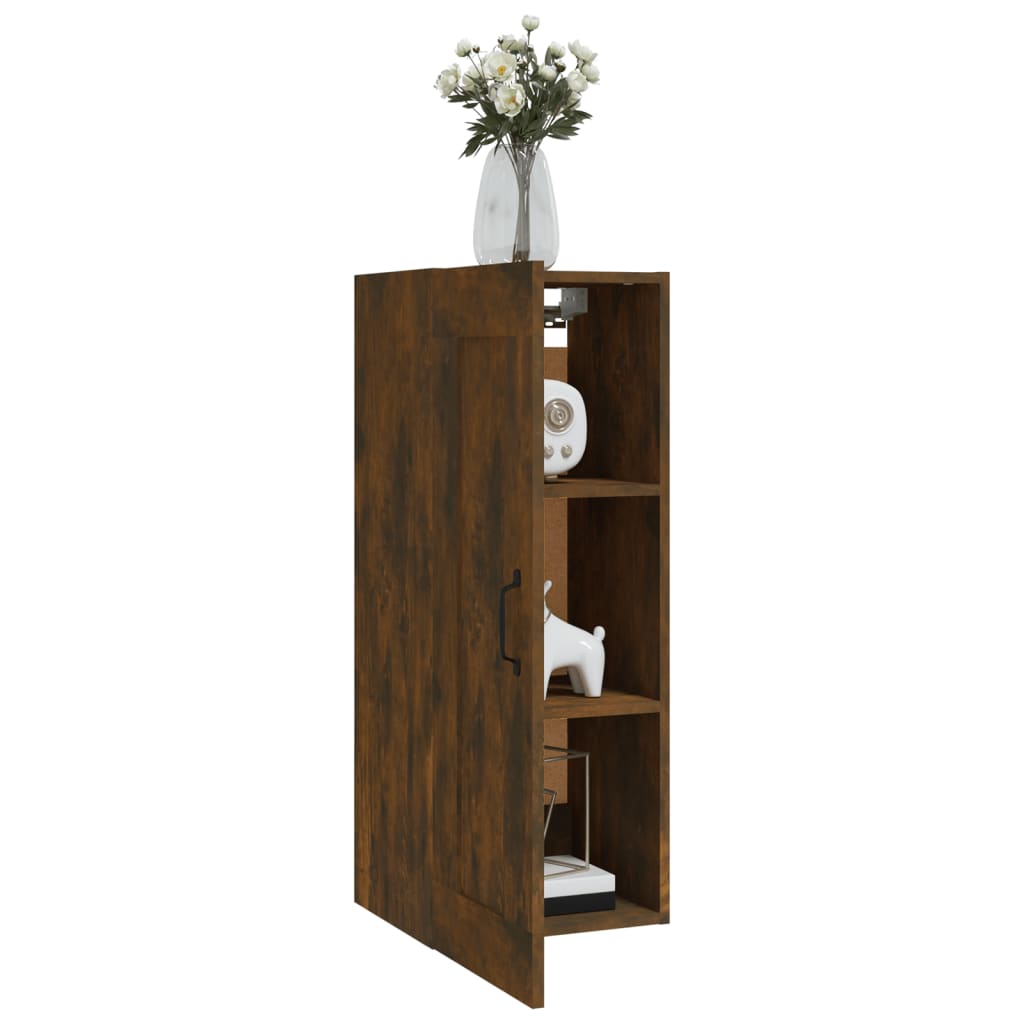 Wall Cabinet Smoked Oak 35x34x90 cm Wood Material