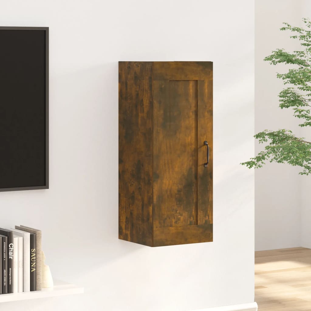 Wall Cabinet Smoked Oak 35x34x90 cm Wood Material