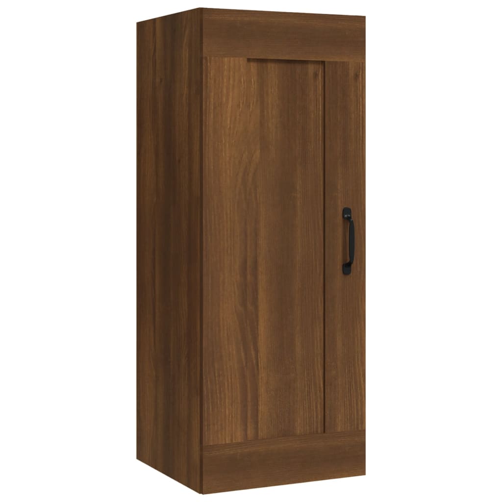 Wall Cabinet Brown Oak Look 35x34x90 cm Wood Material