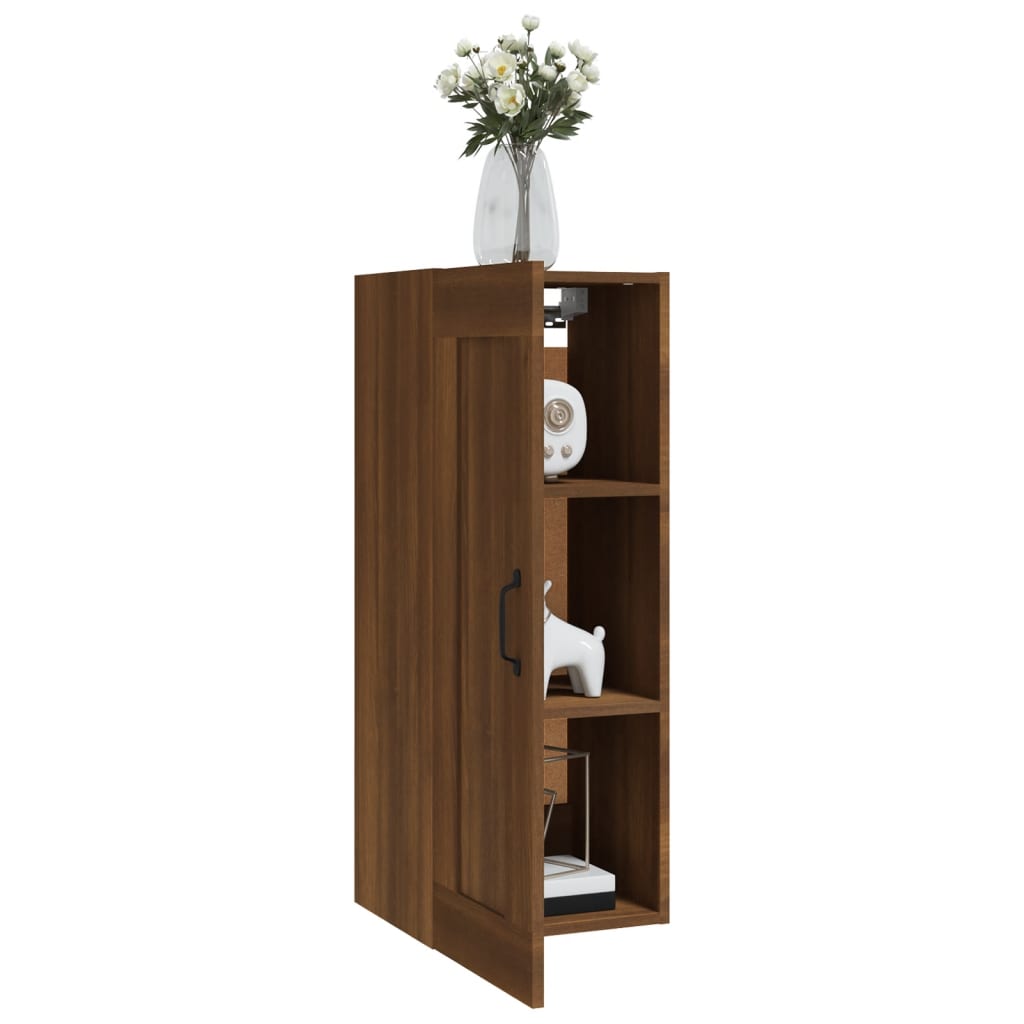 Wall Cabinet Brown Oak Look 35x34x90 cm Wood Material