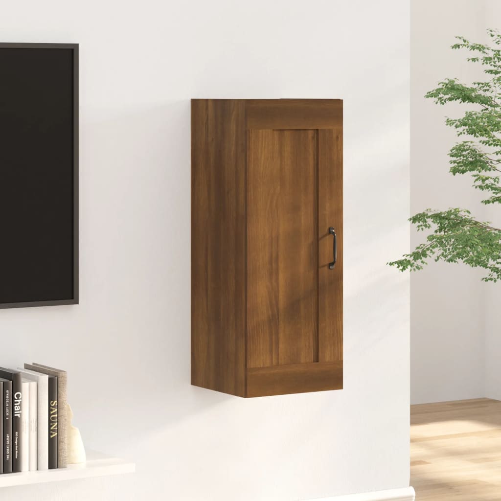 Wall Cabinet Brown Oak Look 35x34x90 cm Wood Material