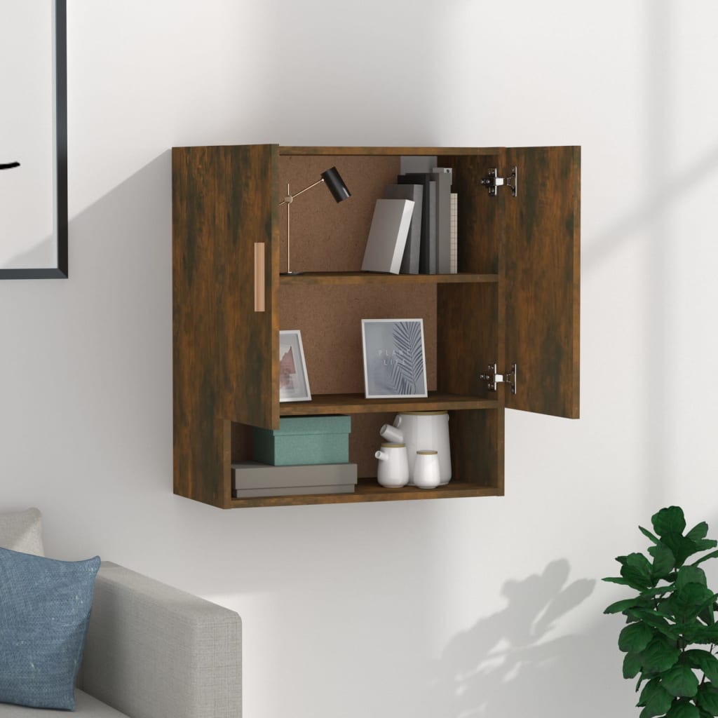 Wall Cabinet Smoked Oak 60x31x70 cm Wood Material