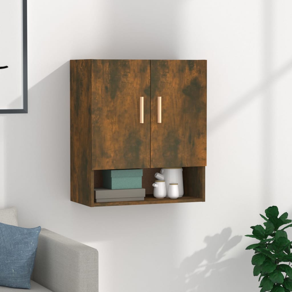 Wall Cabinet Smoked Oak 60x31x70 cm Wood Material