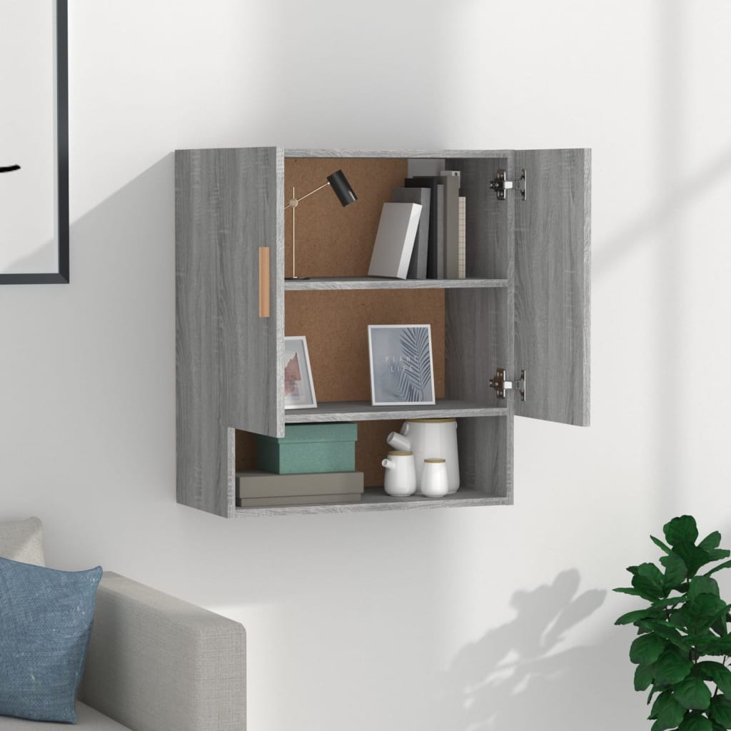 Wall Cabinet Gray Sonoma 60x31x70 cm Wood Material