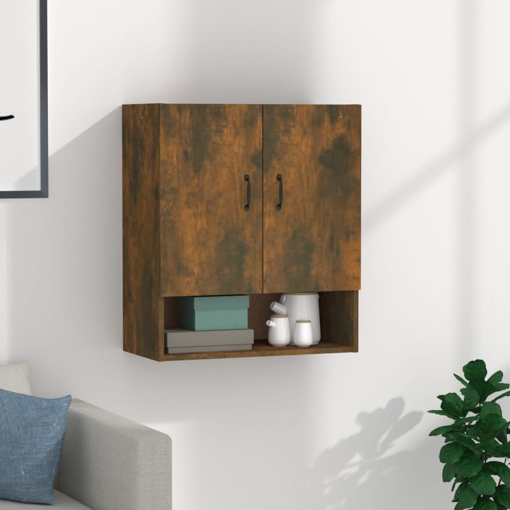 Wall Cabinet Smoked Oak 60x31x70 cm Wood Material