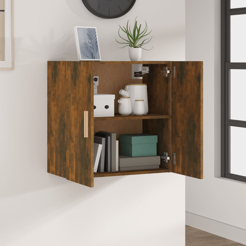 Wall Cabinet Smoked Oak 60x30x60 cm Wood Material