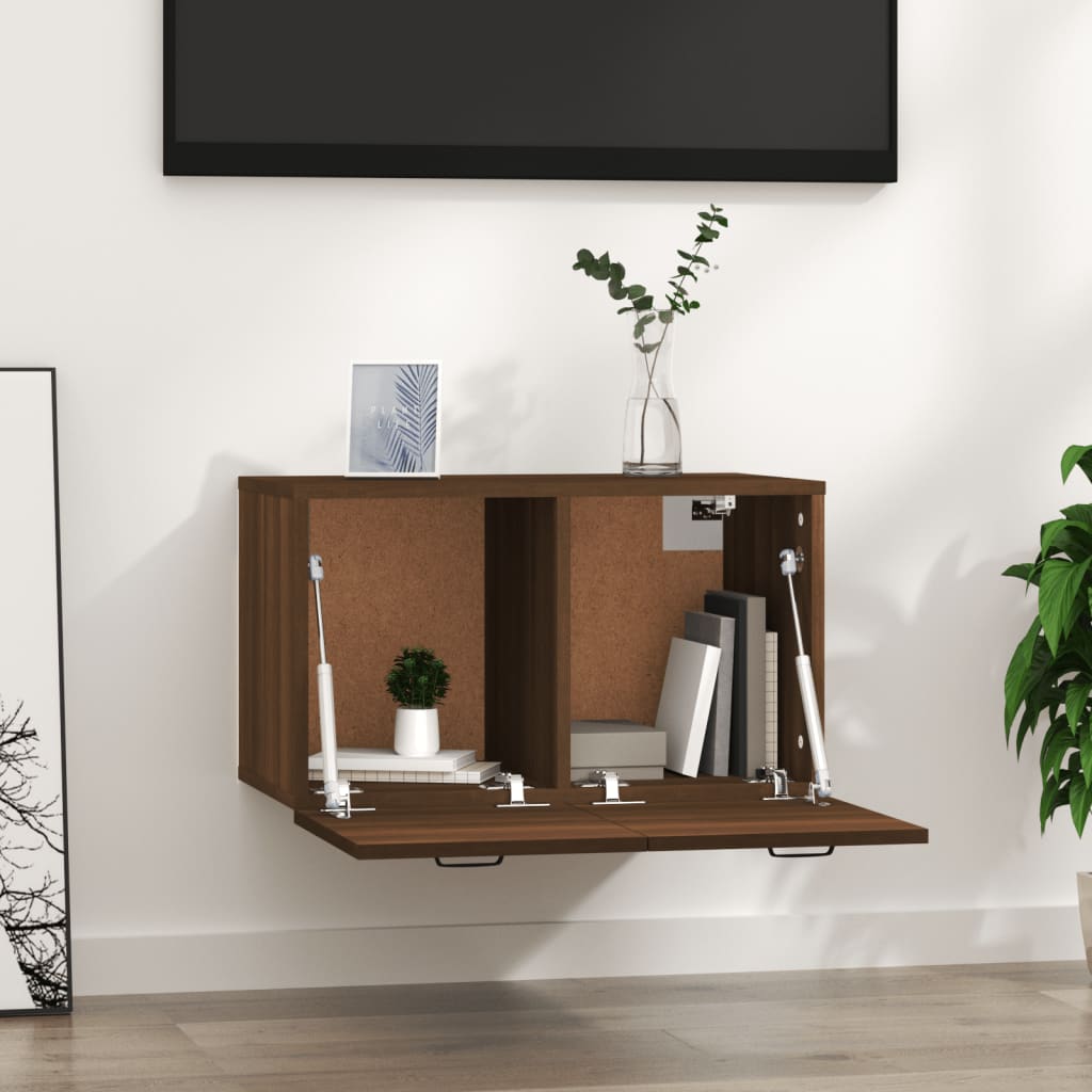 Wall Cabinet Brown Oak Look 60x36.5x35 cm Wood Material