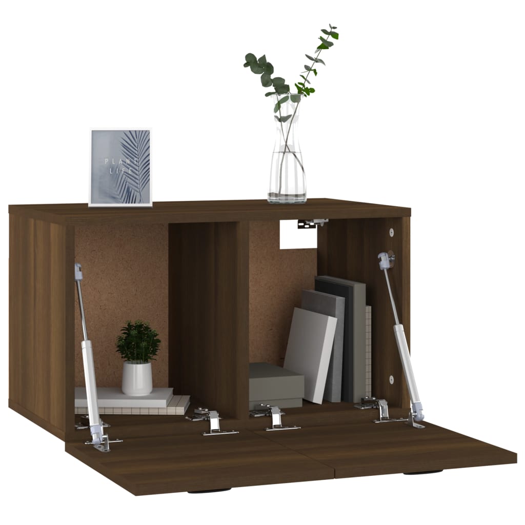 Wall Cabinet Brown Oak Look 60x36.5x35 cm Wood Material