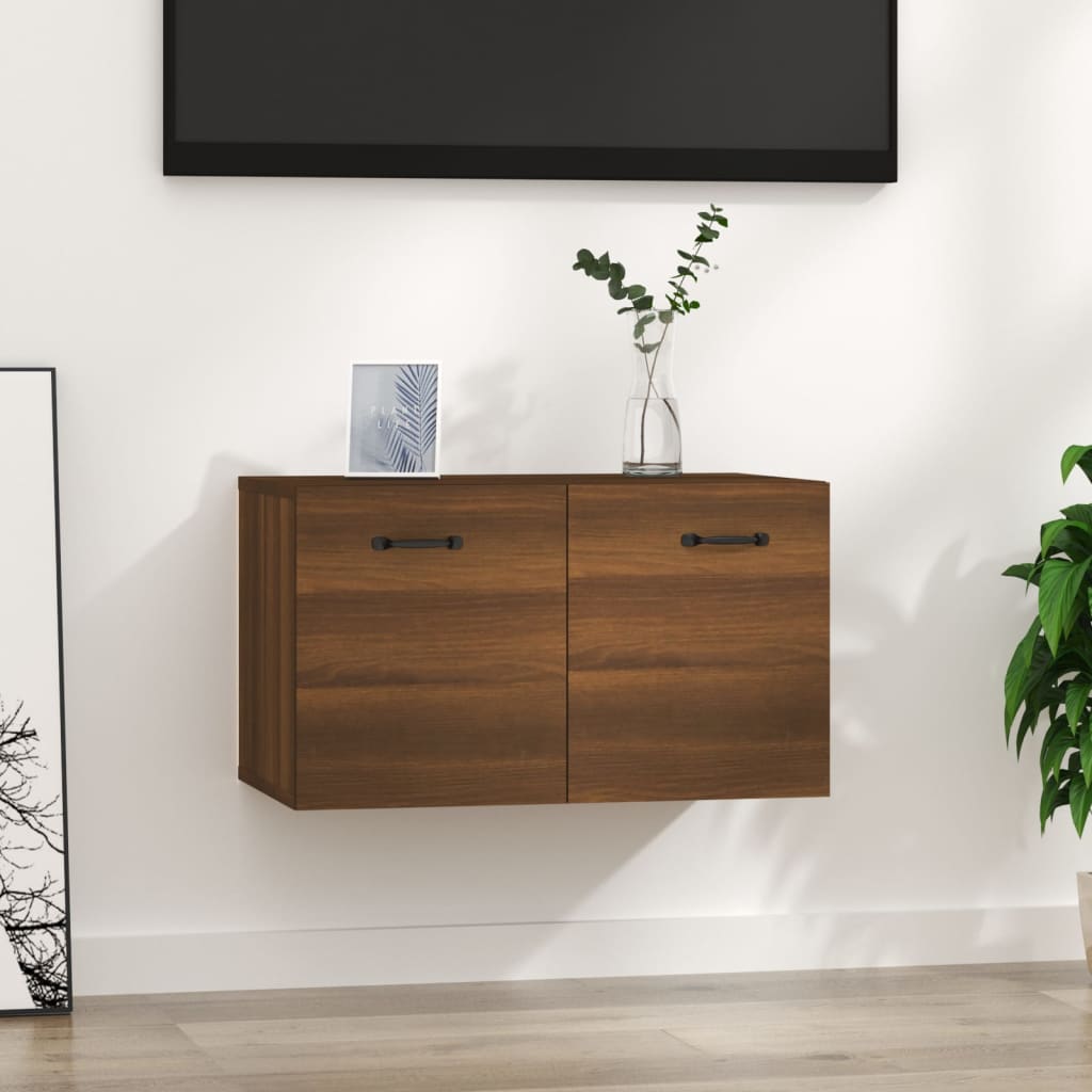 Wall Cabinet Brown Oak Look 60x36.5x35 cm Wood Material