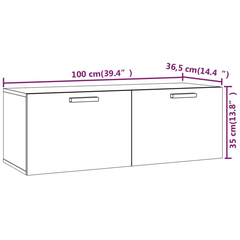 Wall Cabinet Grey Sonoma 100x36.5x35 cm Wood Material