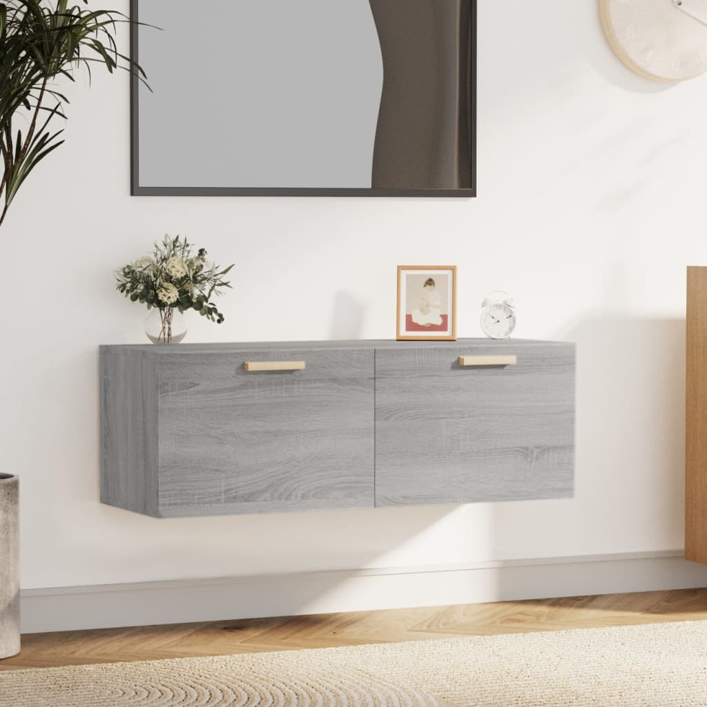 Wall Cabinet Grey Sonoma 100x36.5x35 cm Wood Material