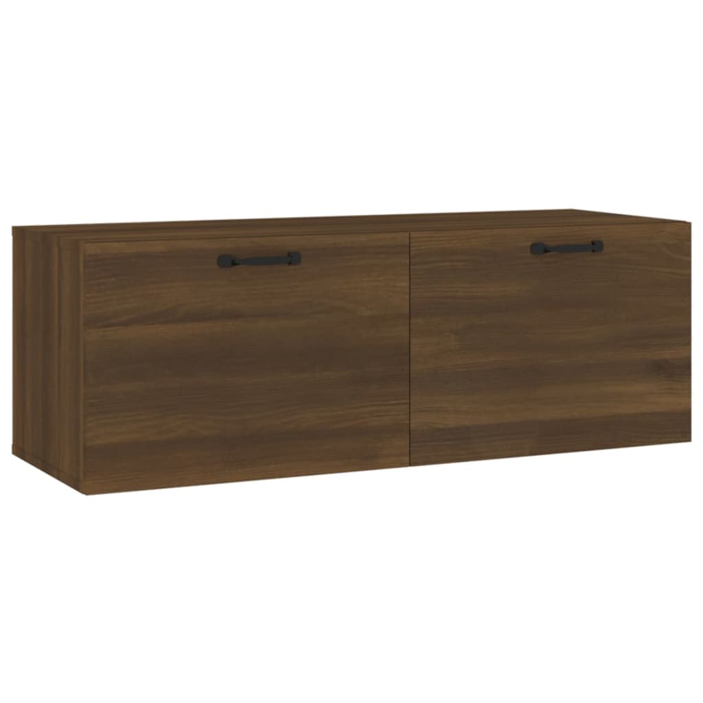 Wall Cabinet Brown Oak Look 100x36.5x35 cm Wood Material