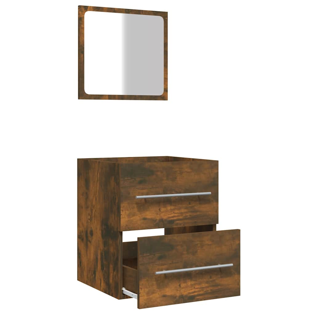 Bathroom Cabinet with Mirror Smoked Oak 41x38.5x48 cm