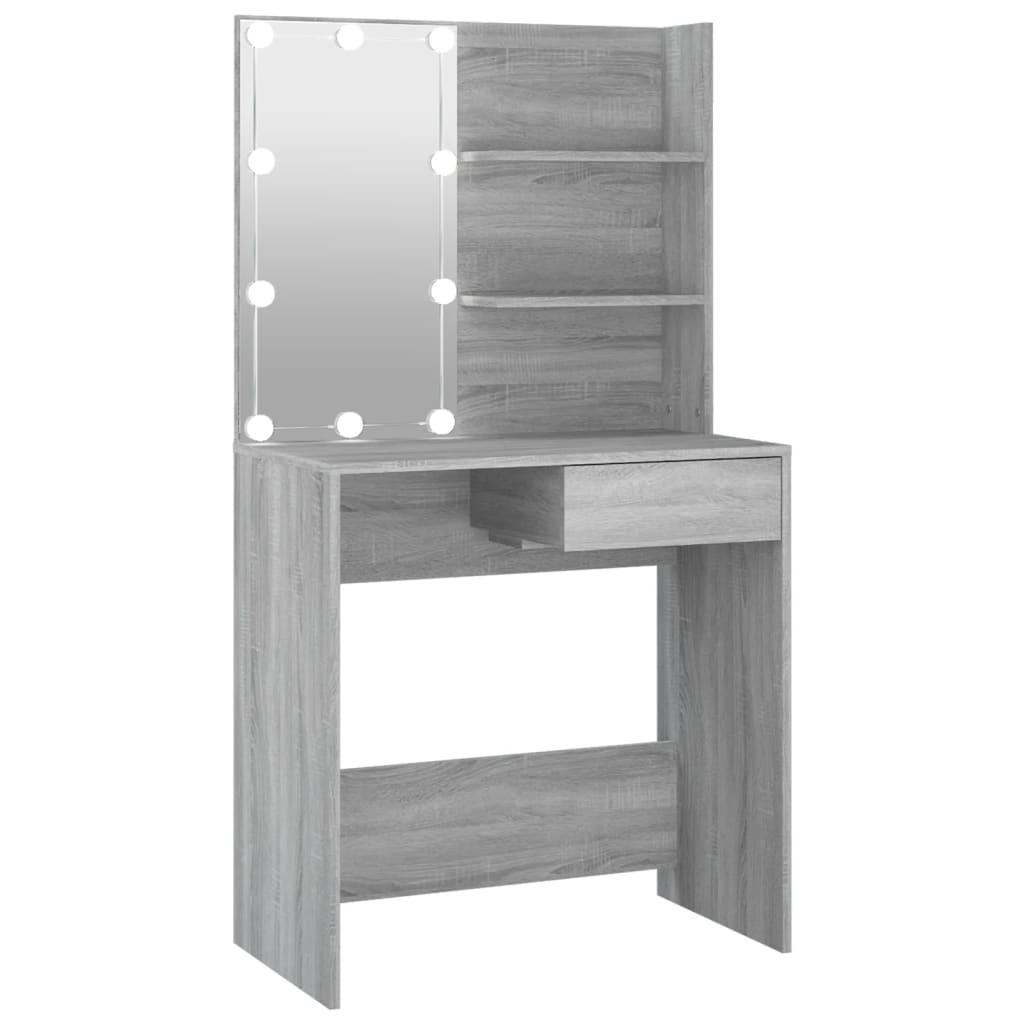 Dressing Table with LED Gray Sonoma 74.5x40x141 cm