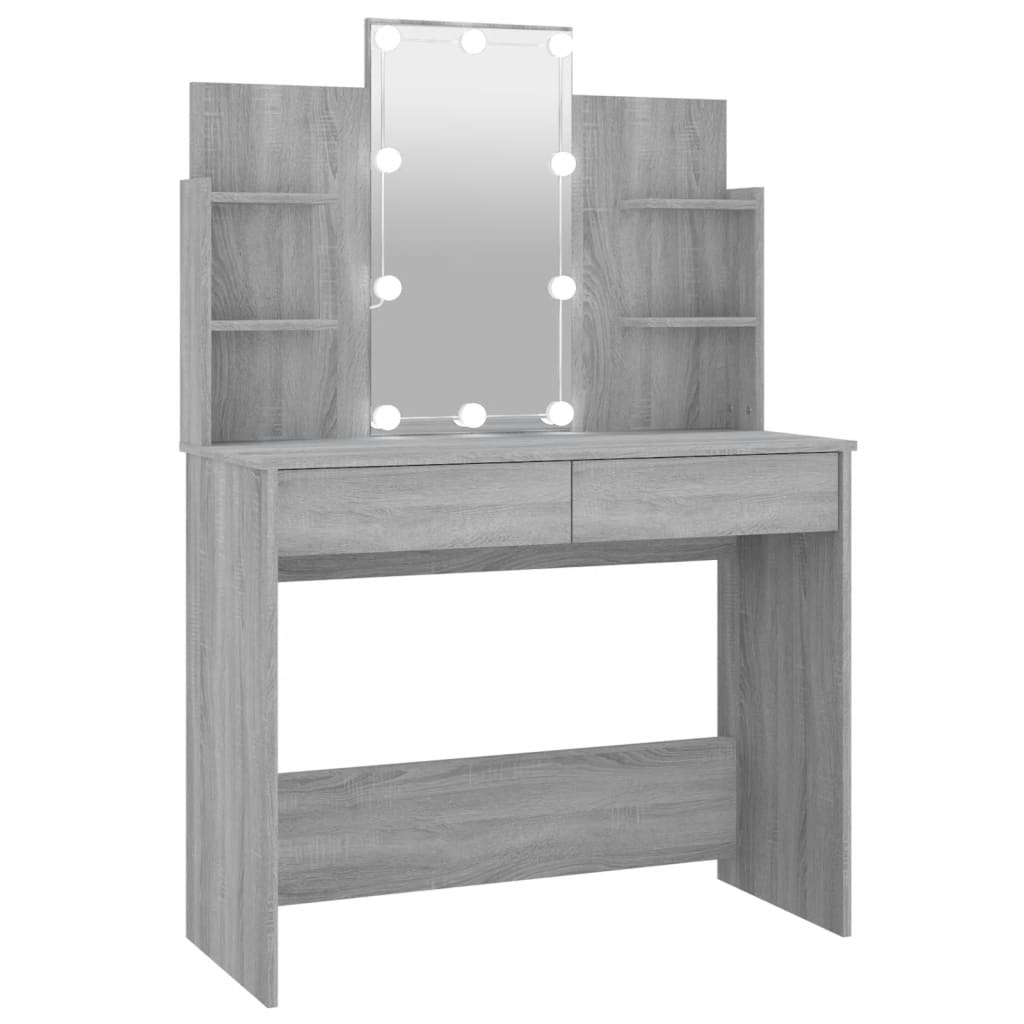 Dressing Table with LED Gray Sonoma 96x40x142 cm