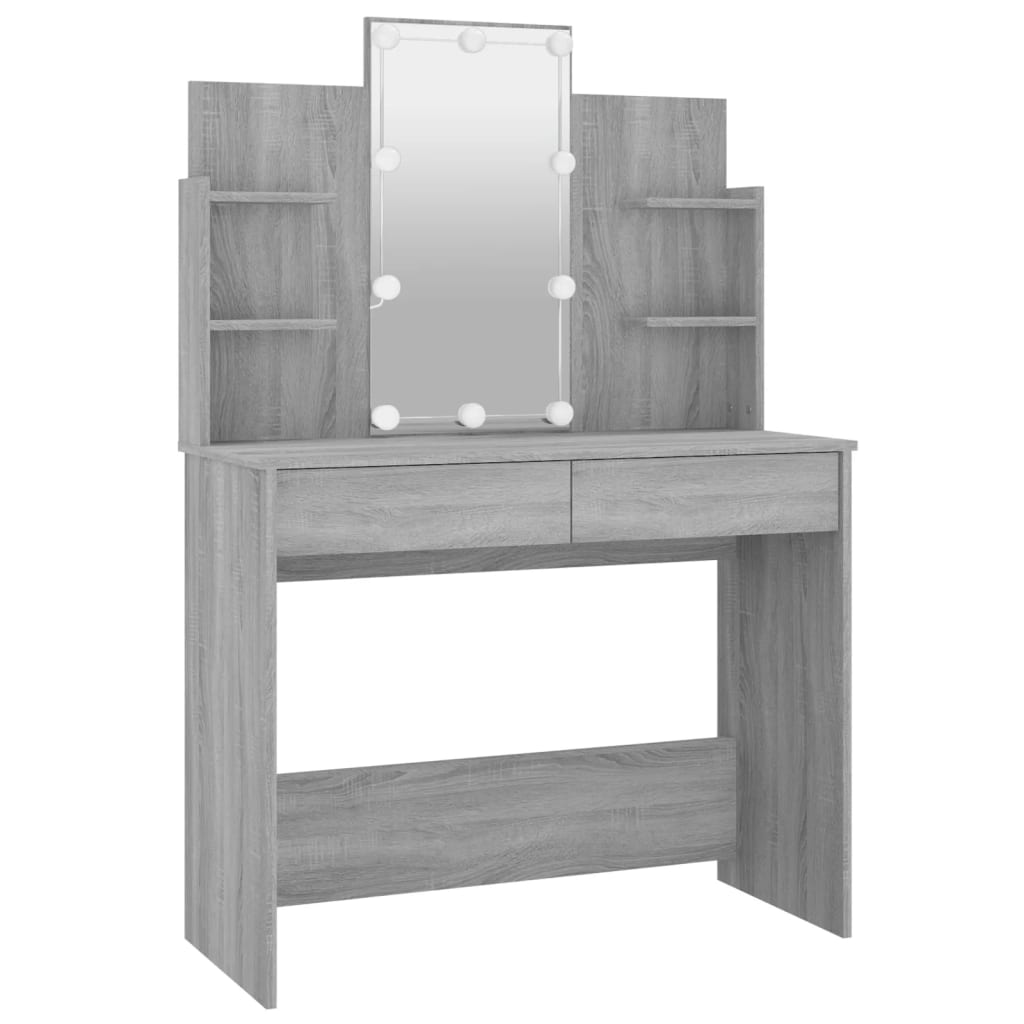 Dressing Table with LED Gray Sonoma 96x40x142 cm