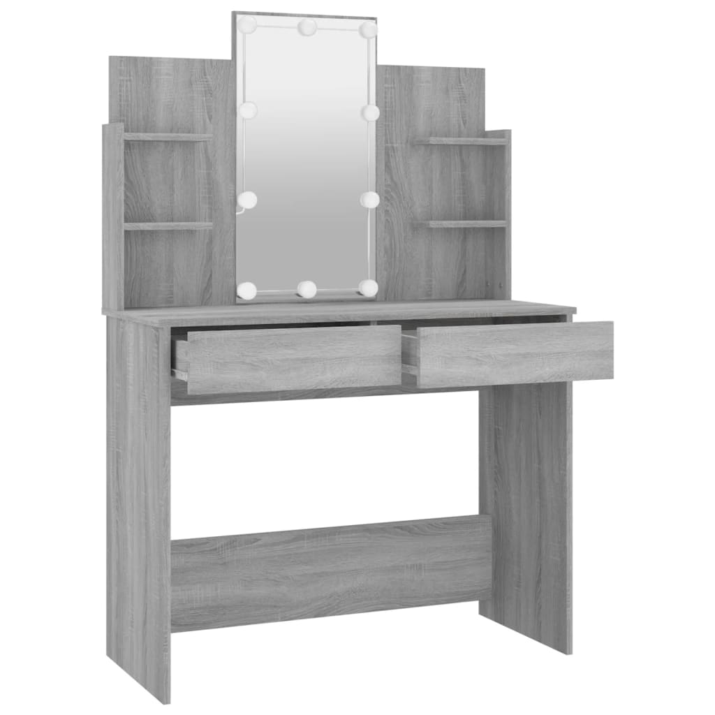 Dressing Table with LED Gray Sonoma 96x40x142 cm